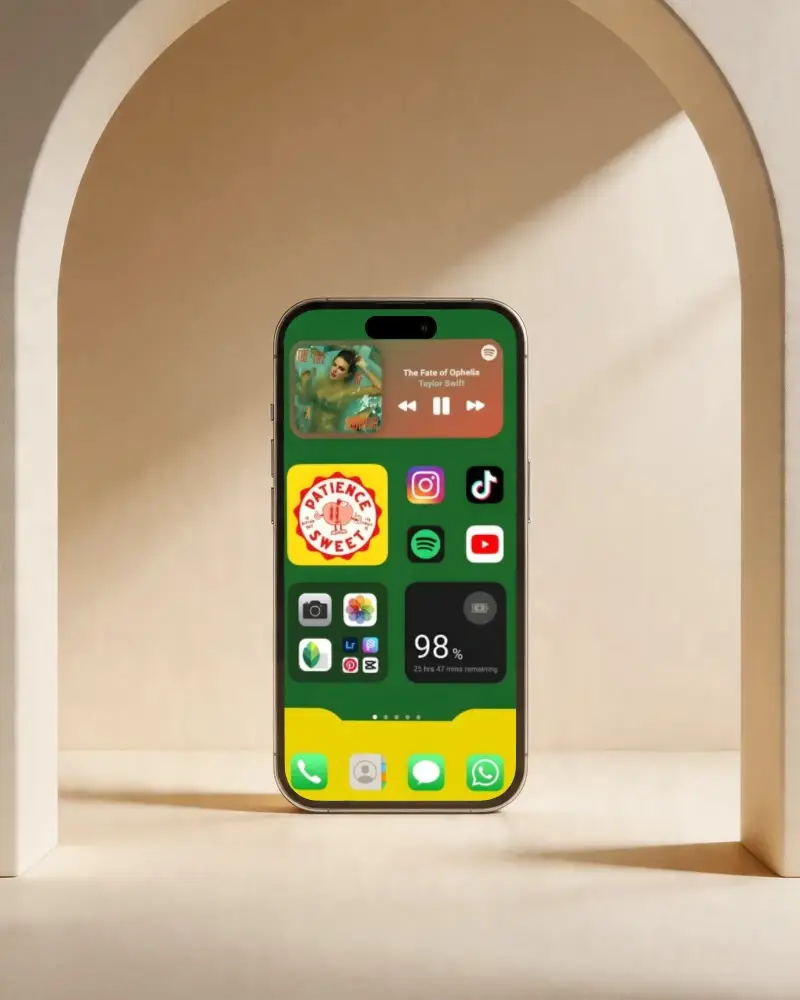 High Quality Iphone 16 Plus Mockup With Architectural Archway Background For Digital Design Display