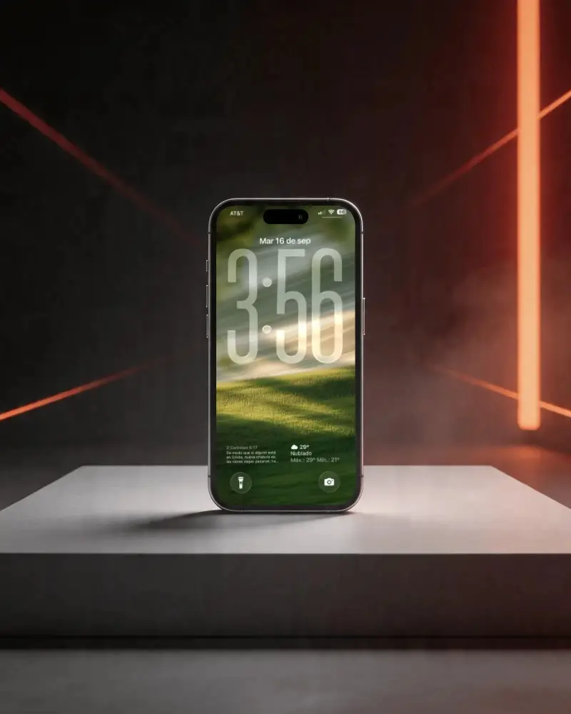 Sleek Minimalist Iphone 17 Pro Max Mockup Showcasing Edge To Edge Display With Futuristic Backdrop