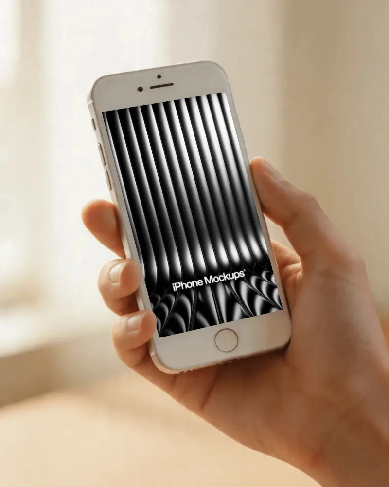 Hand Holding Iphone Mockup With Black Screen For App Design Presentation Use