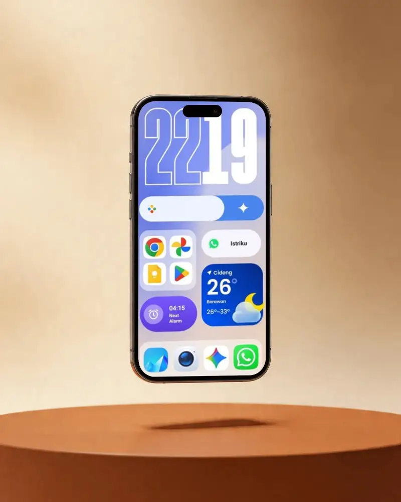 Premium Iphone 17 Mockup Floating Above Smooth Surface With Minimalist Background