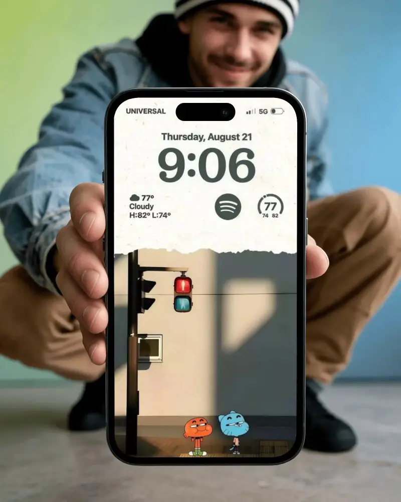 Person Holding Iphone 15 Plus Mockup For App Presentation Or Creative Design Showcase