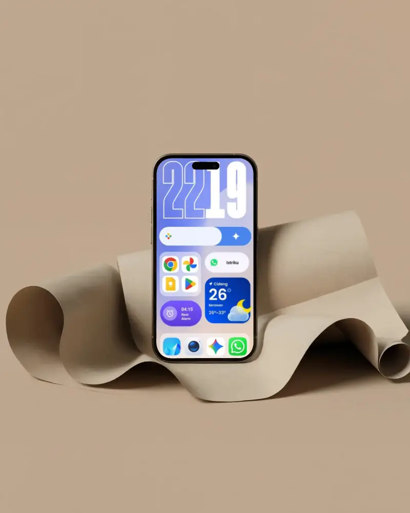 Modern Iphone 17 Pro Mockup With Curved Paper Background Showcasing App Ui Design Templates