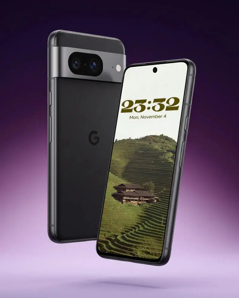 Google Pixel Phone Mockup Showcasing Slim Profile With Enhanced Camera And Display Features