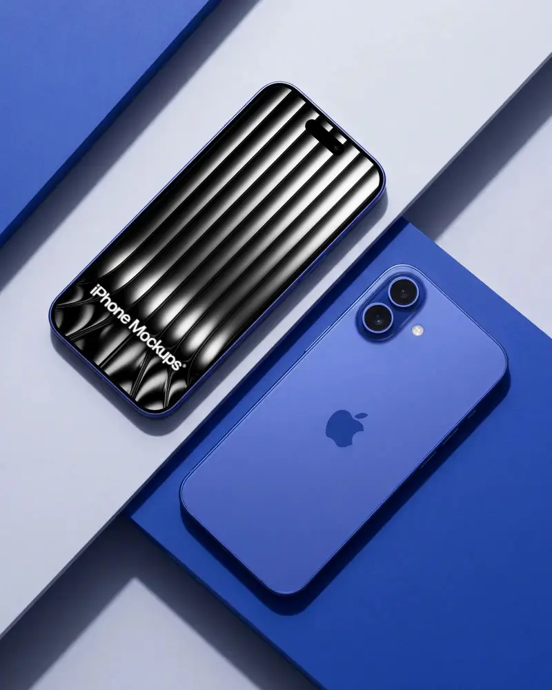 Sleek Modern Iphone 16 Plus Mockup Dual Camera Display Technology Clean Background Mobile Device