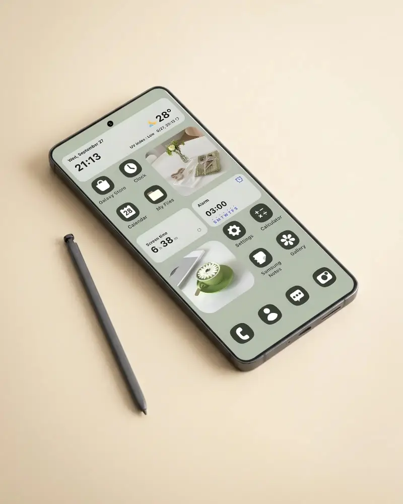 Sleek Mobile Samsung Phone Mockup With Detachable Stylus For Easy Navigation And Precise Input