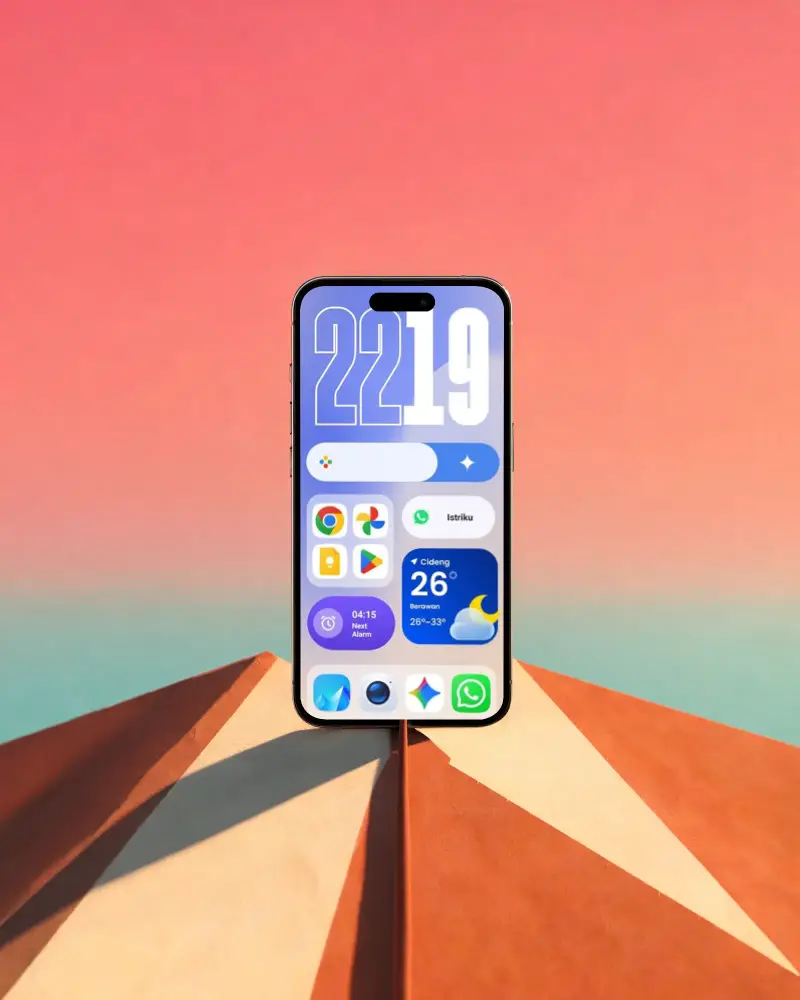 Digital Device Iphone 16 Mockup Standing On Angled Surface For Ui Ux Preview