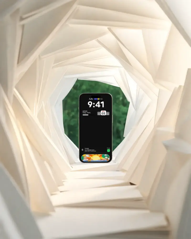 Sleek Iphone 16 Plus Mockup Showcasing Advanced Mobile Technology In Creative Artistic Setting