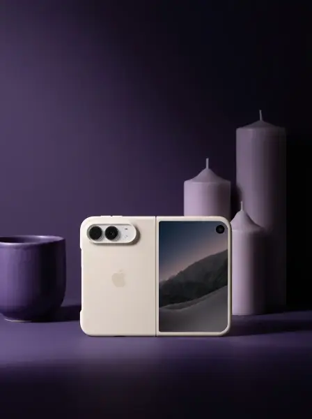 Foldable Iphone Duo Mockup With Dual Lens Camera And Edge To Edge Display For Modern Tech Showcase