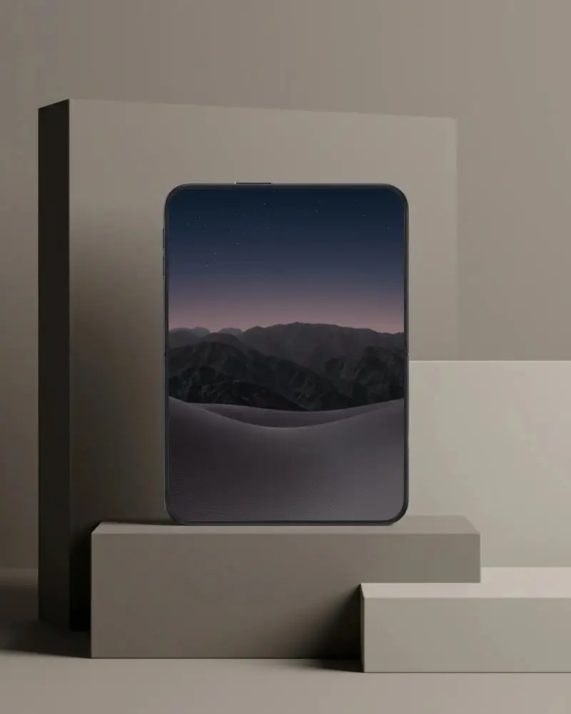 Sleek Flat Iphone Duo Mockup On Abstract Geometric Steps For Professional Display Use