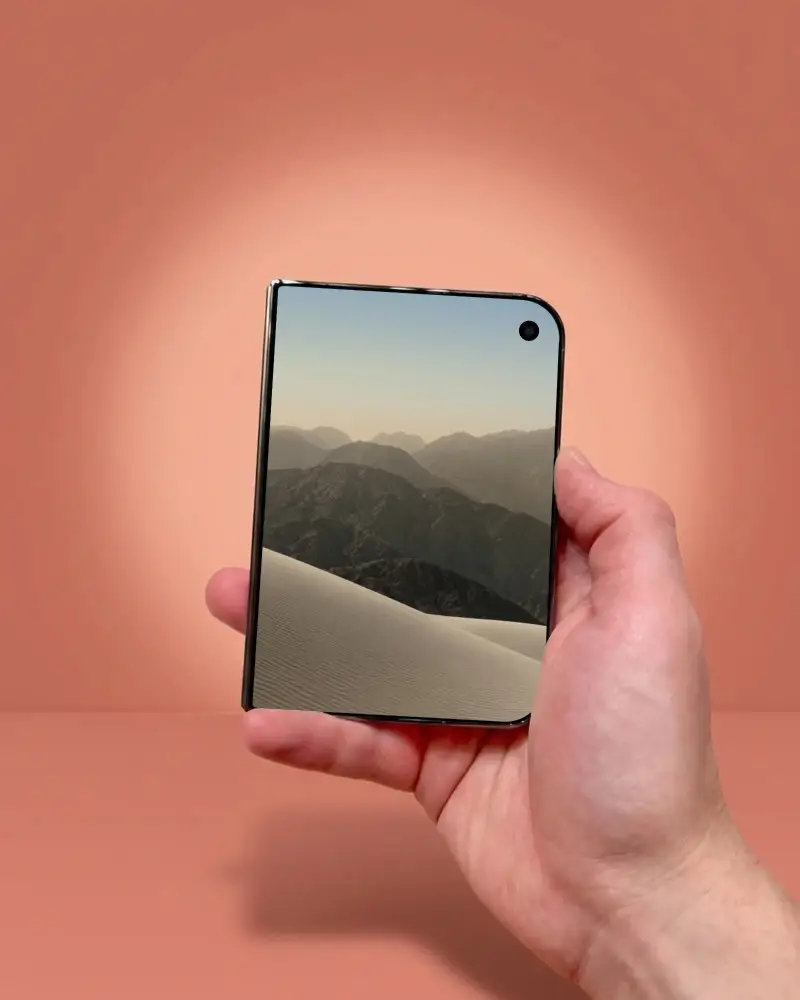 Foldable  Phone Duo Mockups User Interface Display Digital Device Presentation Clean Design