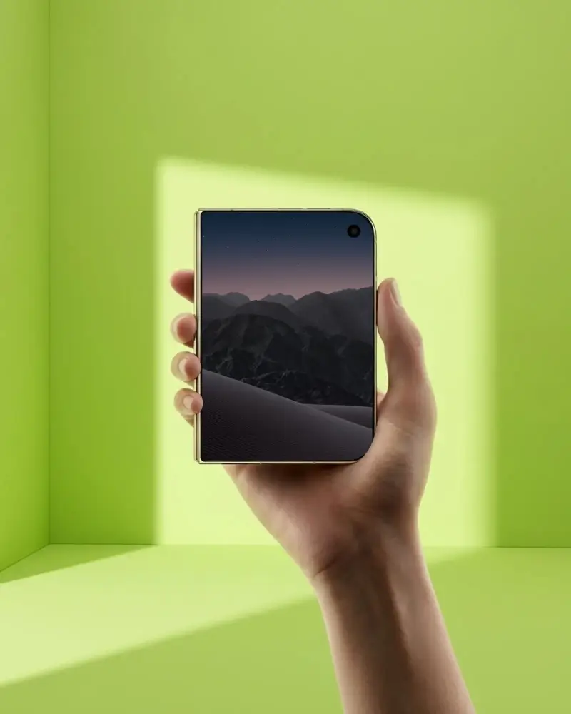 Realistic Iphone Duo Mockup Held By Hand Front View With Black Display For App Presentation
