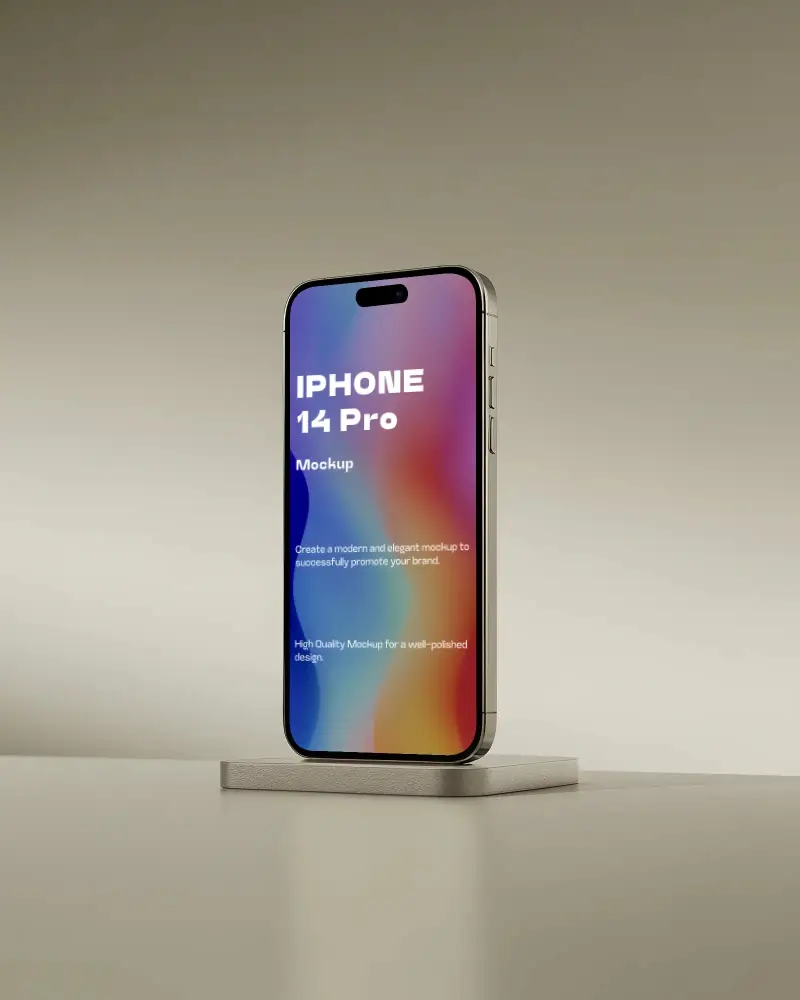 Minimalistic Iphone 14 Pro Mockup On Stand For Professional Technology And Uiux Design Preview