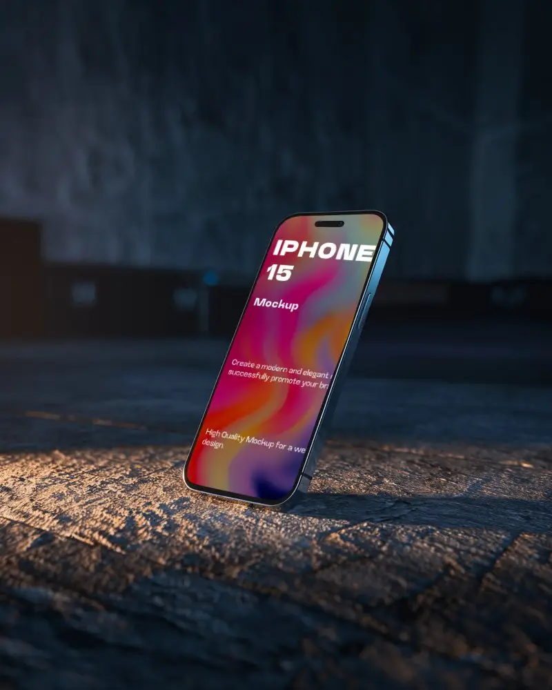 Iphone 15 Mockup Dramatic Lighting Flatlay