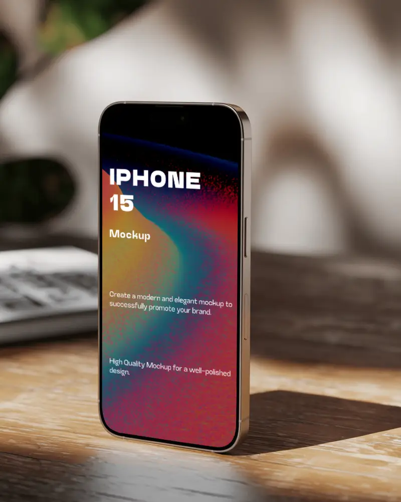 Iphone 15 Mockup Stylish Desk Flatlay