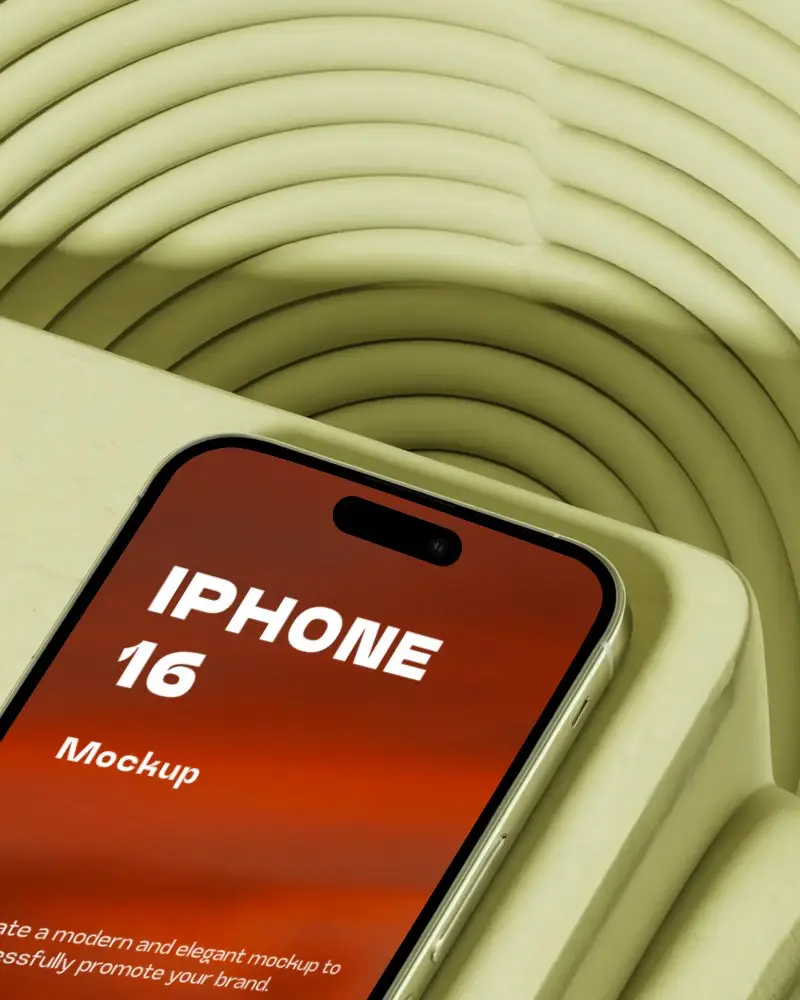 Iphone 16 Mockup Angled Top View With Sculpted Arches In Soft Matte Abstract Style