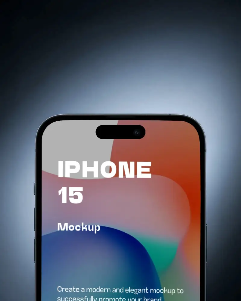 Moody Gradient Iphone 15 Mockup Top Edge Glow Effect With Dark Luxury Lighting