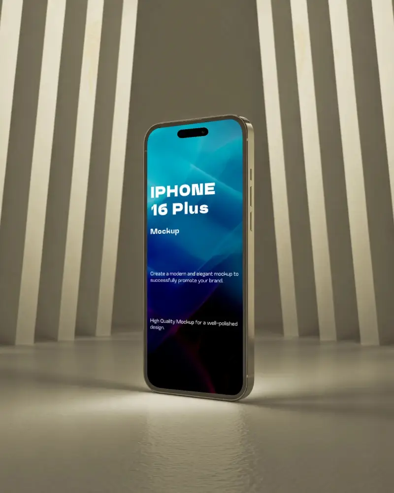 iphone-16-plus-mockup-standing-in-golden-light-with-symmetrical-column-backdrop-and-soft-glow