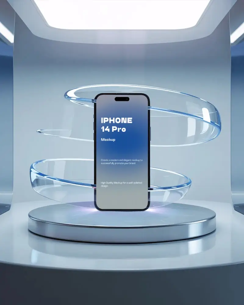 minimalist-futuristic-display-iphone-14-pro-mockup-in-glow-chamber-with-orbiting-rings