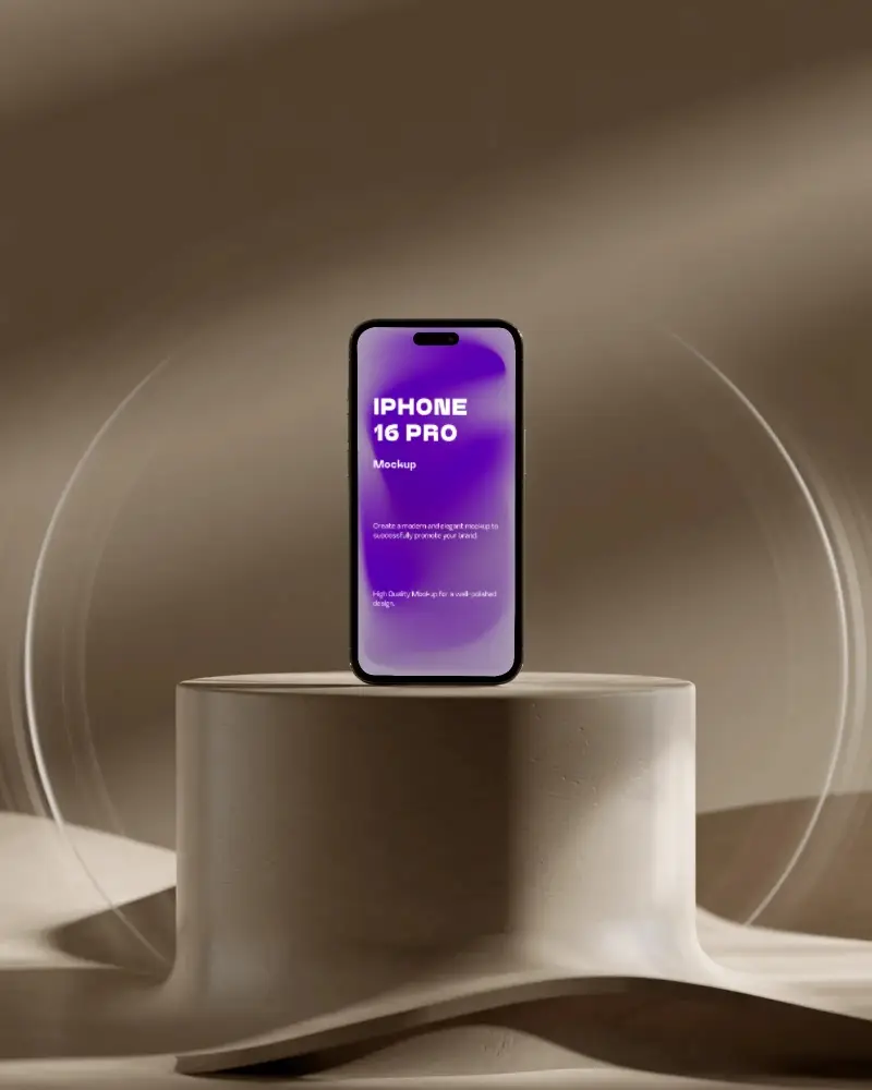 warm-aesthetic-iphone-16-pro-mockup-on-abstract-clay-base-with-subtle-spotlight-play