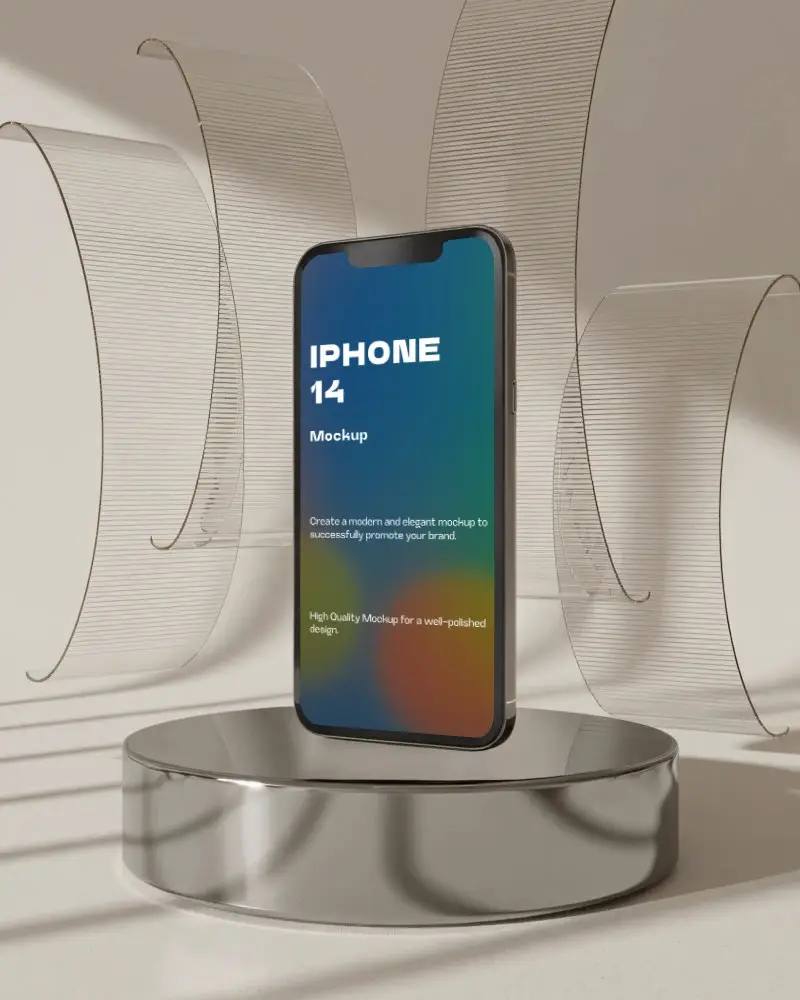Sculptural Display Iphone 14 Mockup With Translucent Arches And Minimal Light Shadow