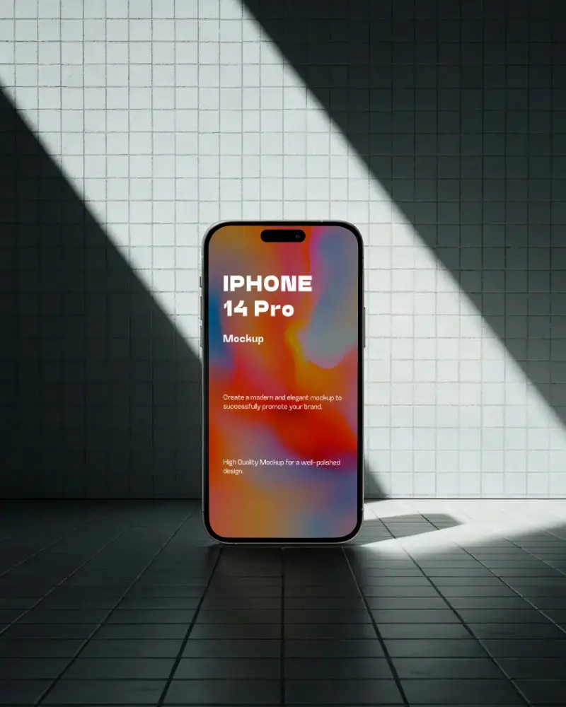 cinematic-iphone-14-pro-mockup-minimalist-tile-wall-and-light-beam