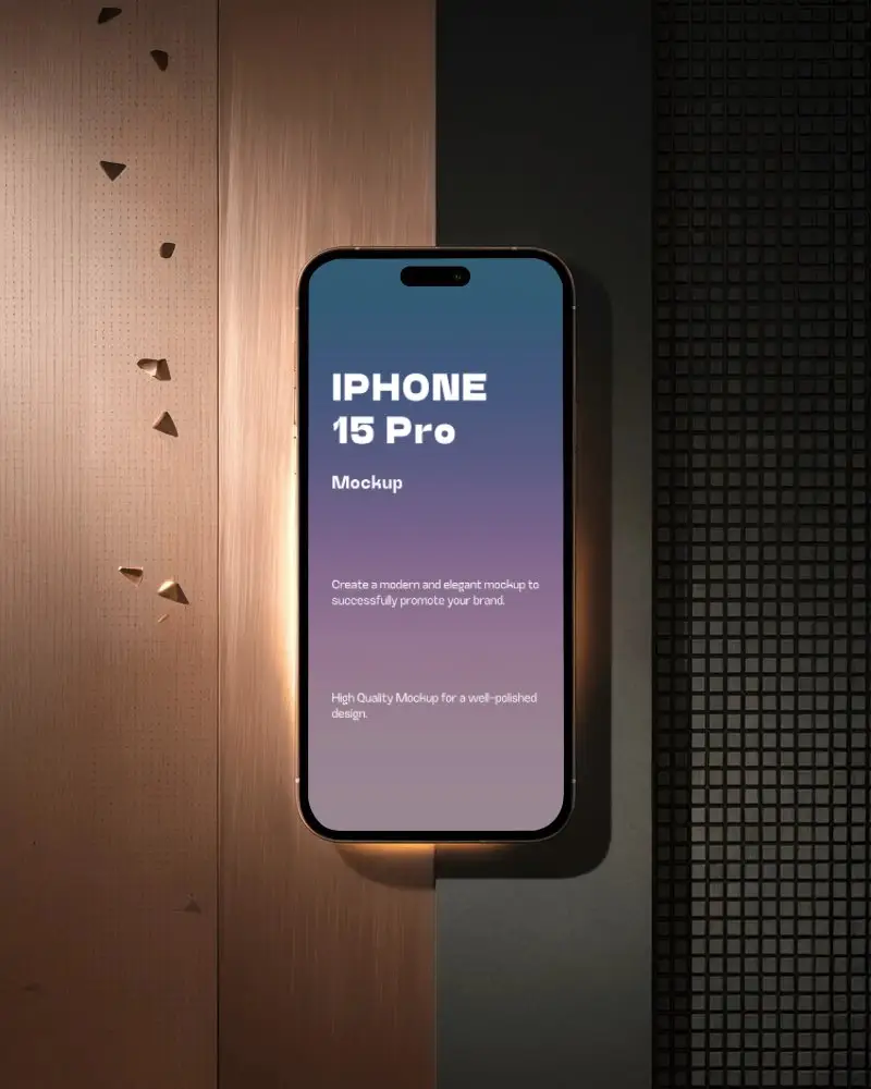 modern-iphone-15-pro-mockup-smartphone-flatlay-on-metal-and-stone-surface-with-dramatic-lighting