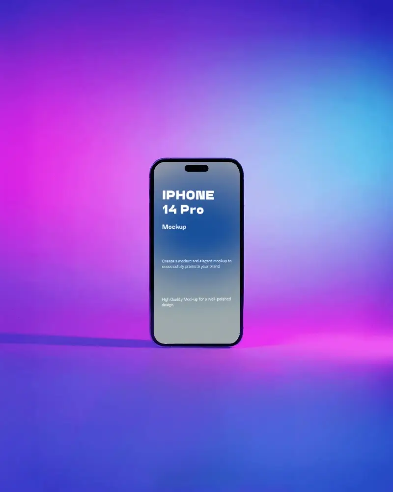 futuristic-iphone-14-pro-mockup-smartphone-standing-in-gradient-background-with-blue-and-purple