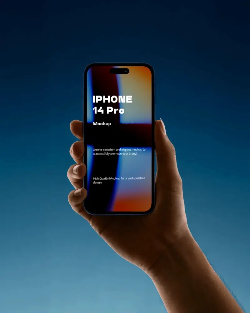 modern-iphone-14-pro-mockup-hand-holding-smartphone-against-deep-blue-gradient-background-light