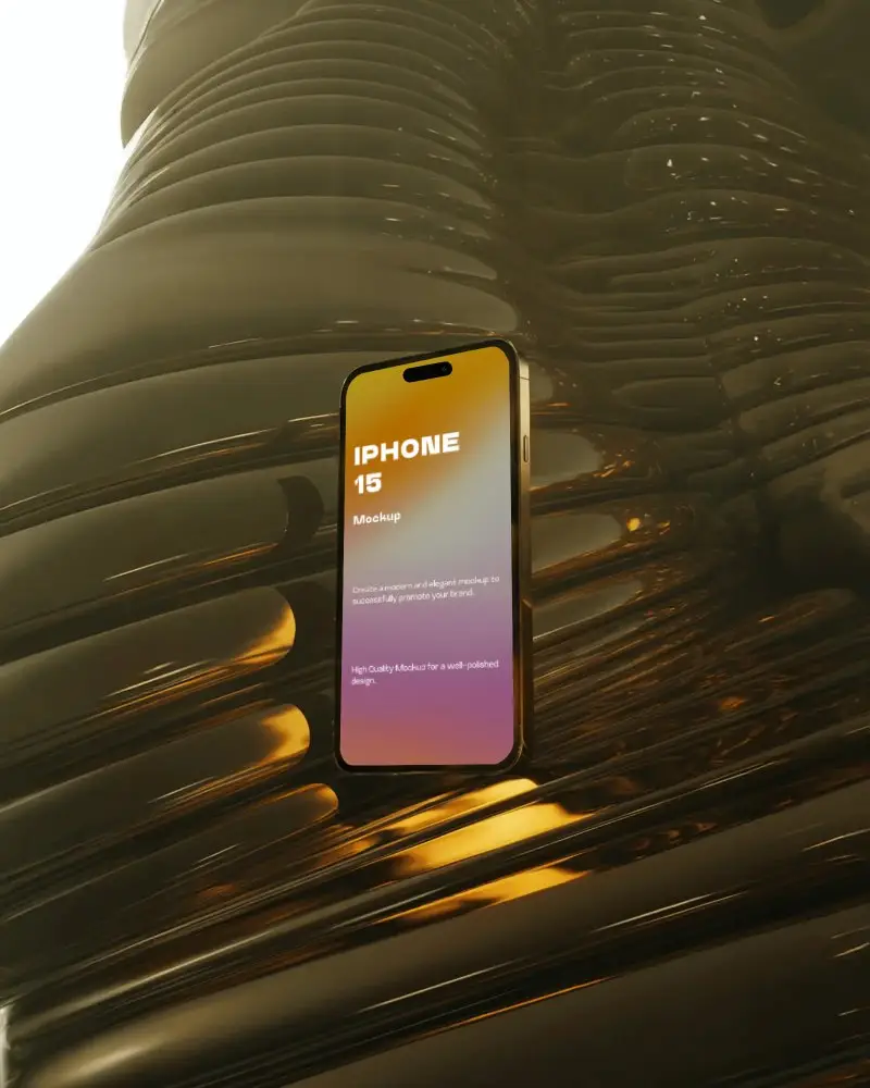 high-end-iphone-15-mockup-smartphone-hovering-against-futuristic-gold-liquid-background-luxury-shot