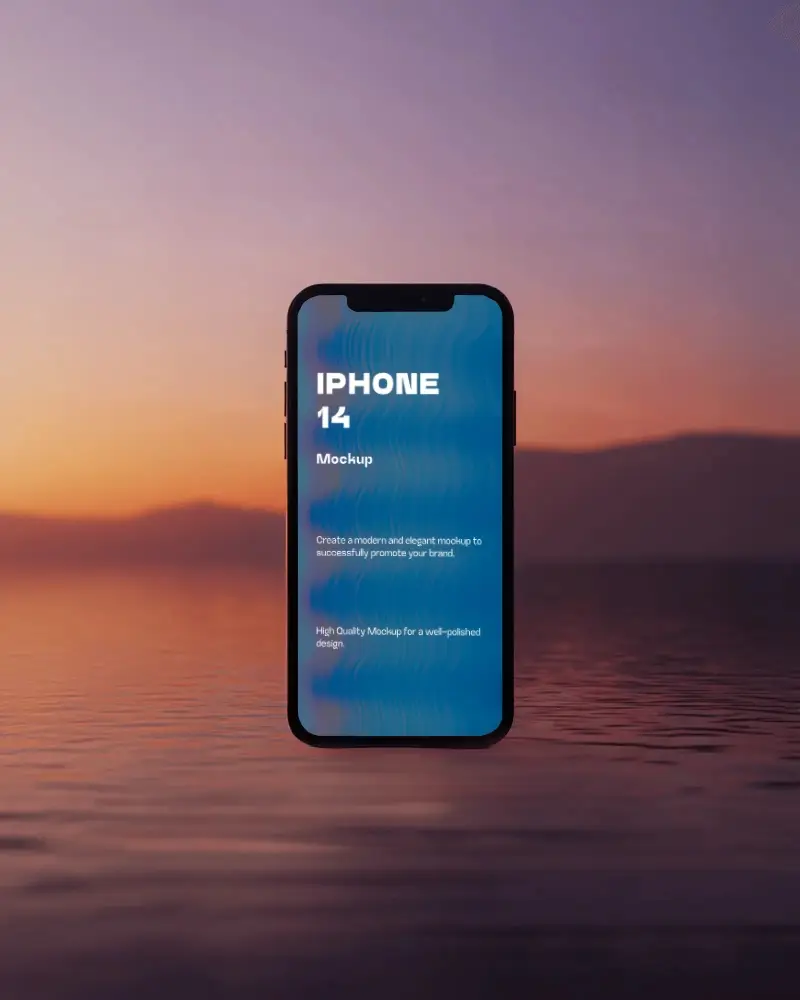 elegant-iphone-14-mockup-floating-smartphone-above-water-surface-at-sunset-with-mountains-in-view