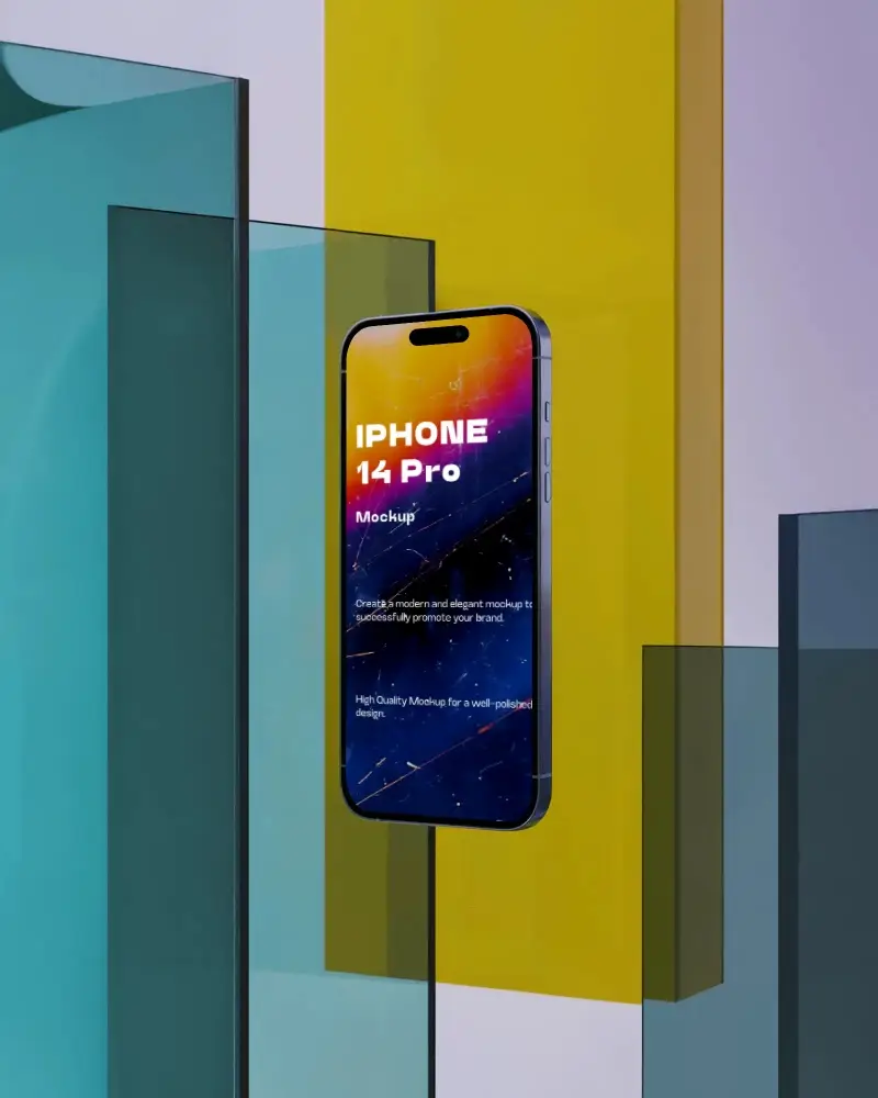 Iphone 14 Pro Mockup Stunning Premium Device Presented In Bold Geometric Glass Installation