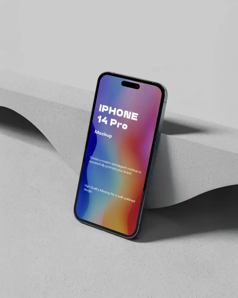 Minimalist Arch Form Iphone 14 Pro Mockup Phone Leaning On Soft Sculpted Surface