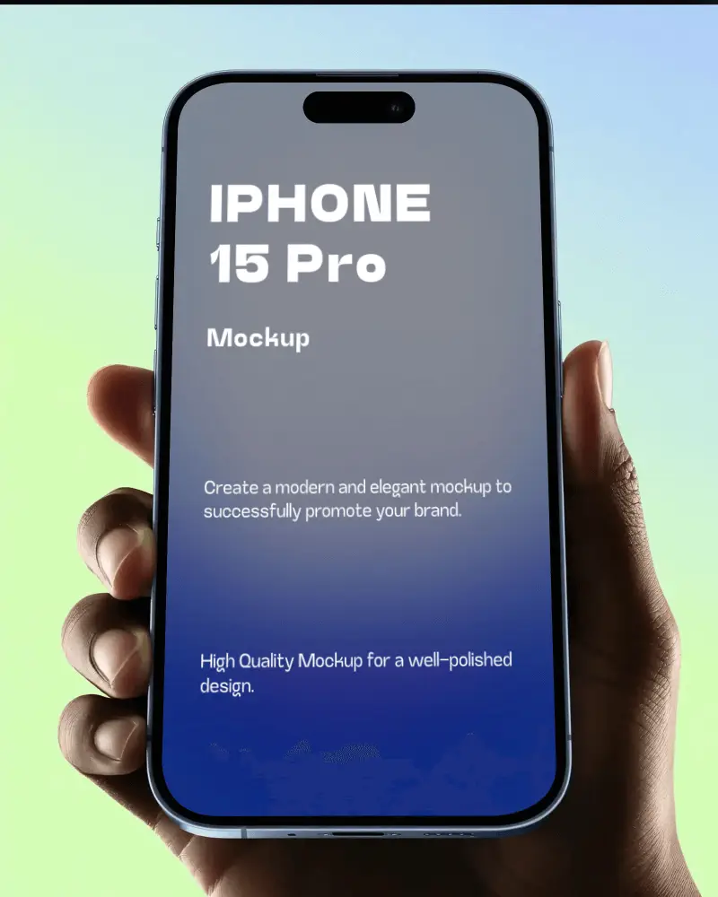 Hand Holding Iphone 15 Pro Mockup Showcasing Edge To Edge Screen With Blank Display For Design
