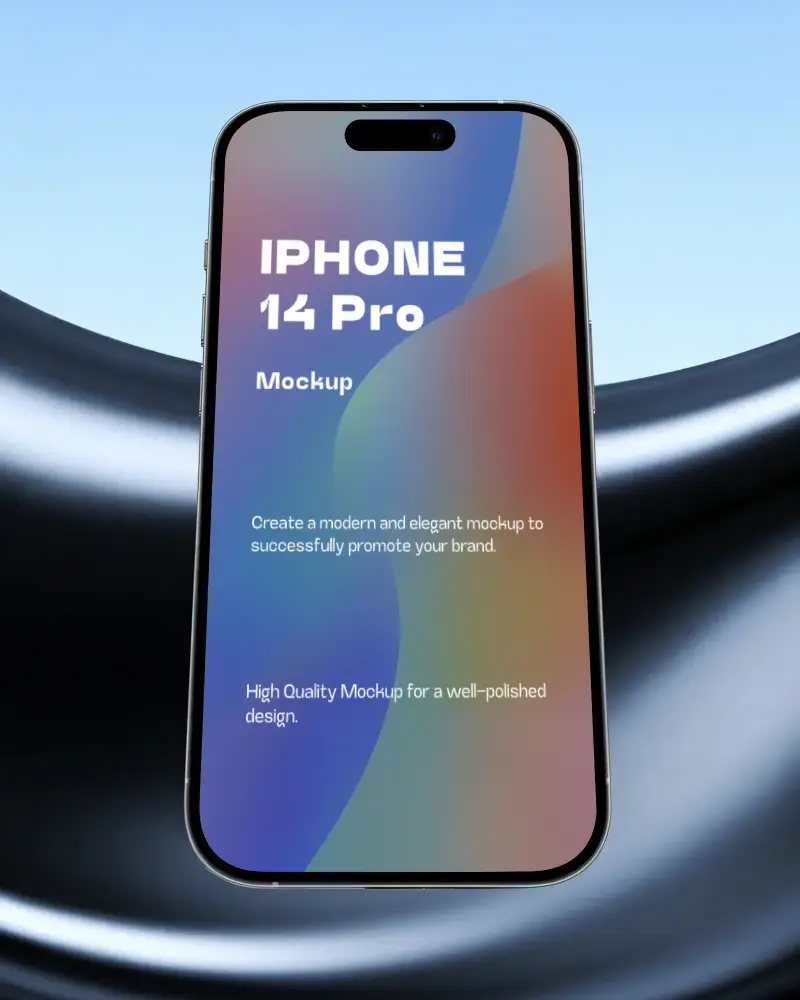 Iphone 14 Pro Mockup Floating On Smooth Curved Background For Display Presentations