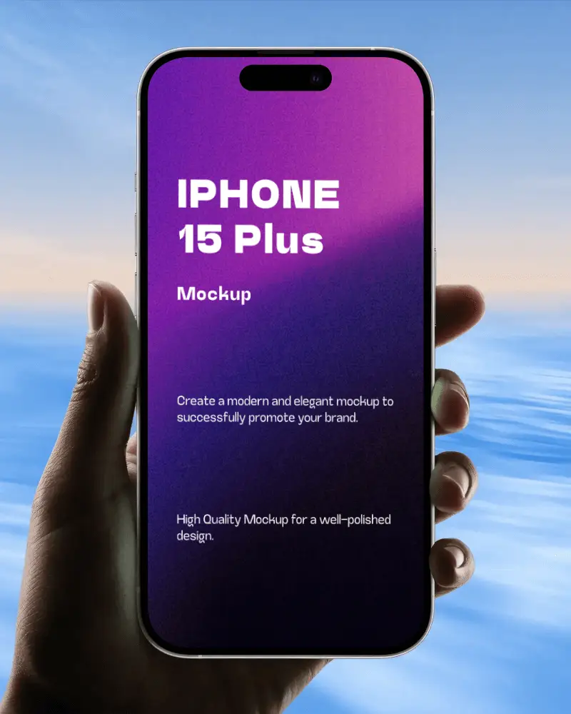 Iphone 15 Plus Mockup Front View Floating In Air For Digital Product Presentation