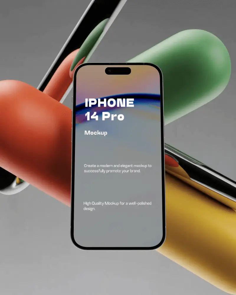 Iphone 14 Pro Floating In Creative Abstract Setting For Mobile App Preview