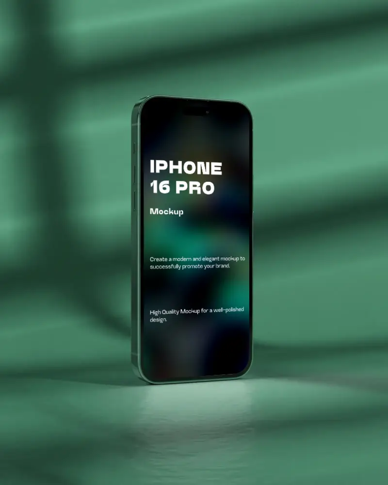 Minimal Iphone 16 Pro Mockup Front View In Modern Studio Environment For Ui Design