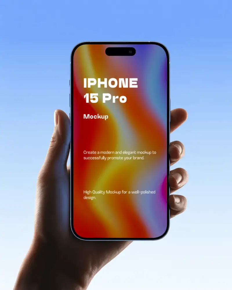 Handheld Iphone 15 Pro Mockup Front Facing For Mobile App And Website Preview