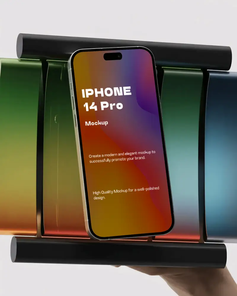 Iphone 14 Pro Mockup Held In Hand With Clean Front Display For Ui Showcase