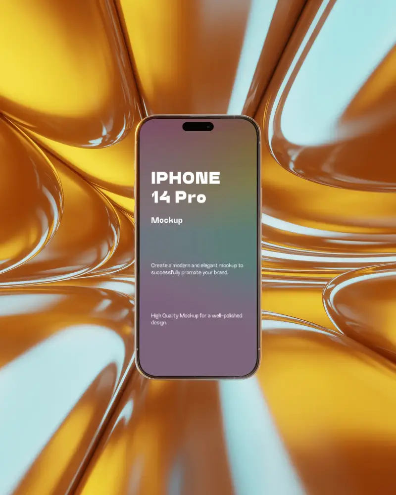 Centered Iphone 14 Pro Mockup In Abstract 3d Composition For Digital Product Display