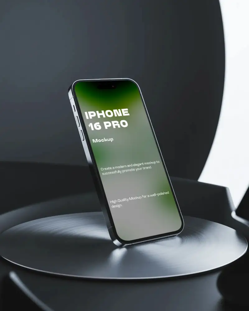 High Quality Iphone 16 Pro Mockup Display With Sleek Angled View For App Showcase And Presentation