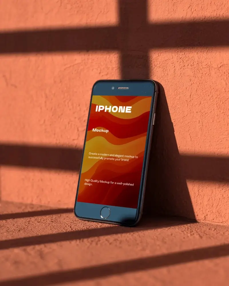 Realistic Iphone 8 Mockup With Shadowed Textured Background For App Showcase
