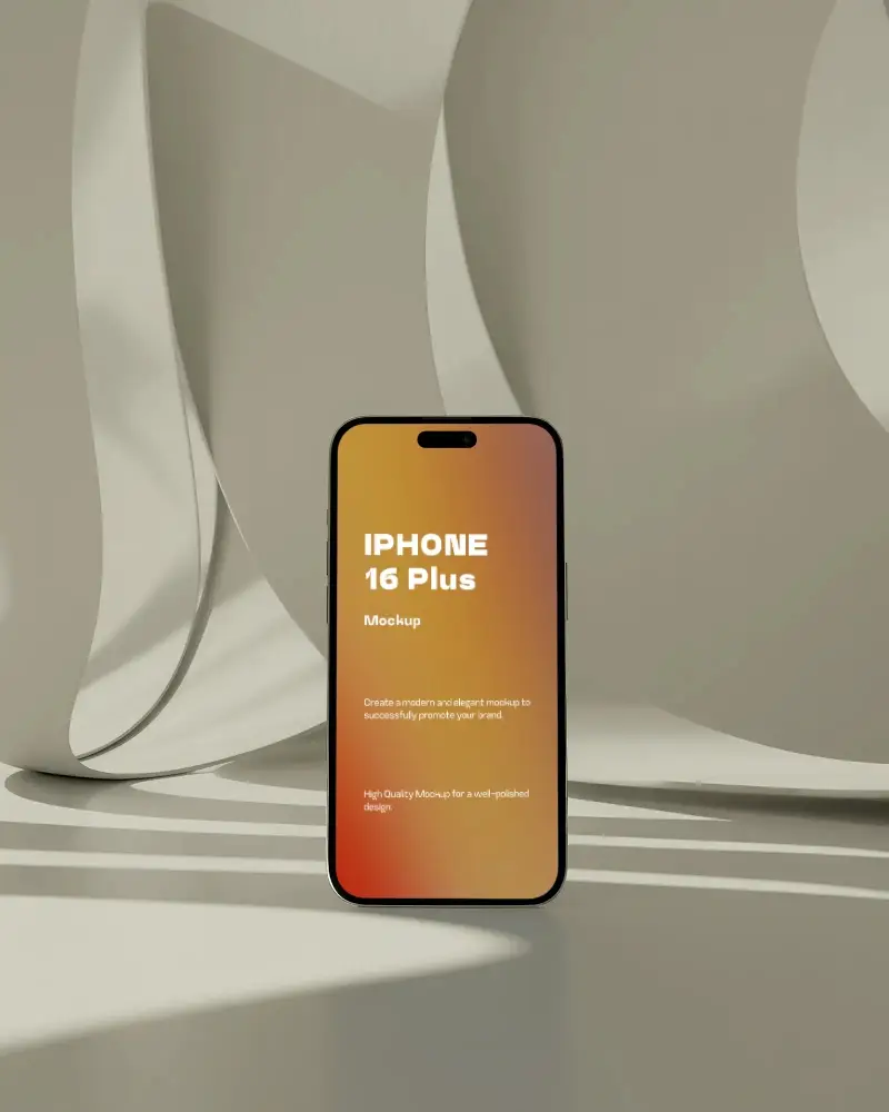Realistic Iphone 16 Plus Front View Mockup On Neutral Background For Technology Product Presentation