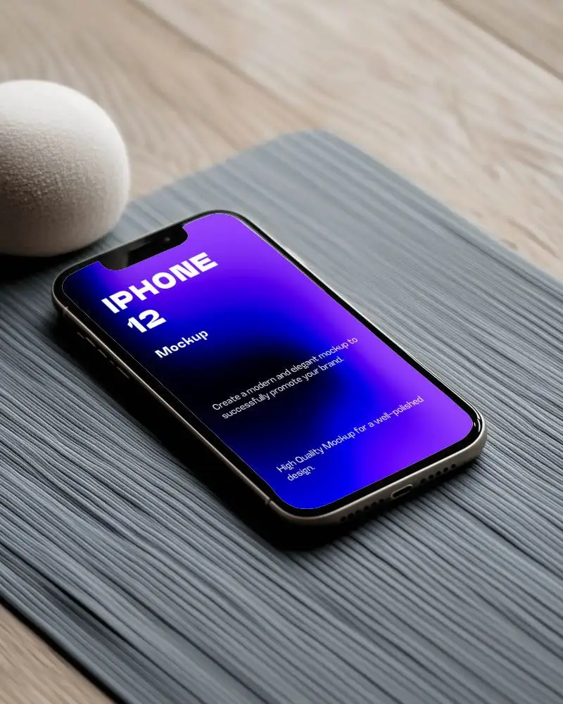 Fitness Lifestyle Iphone Mockup Featuring Smartphone On Exercise Mat With Clean Aesthetic