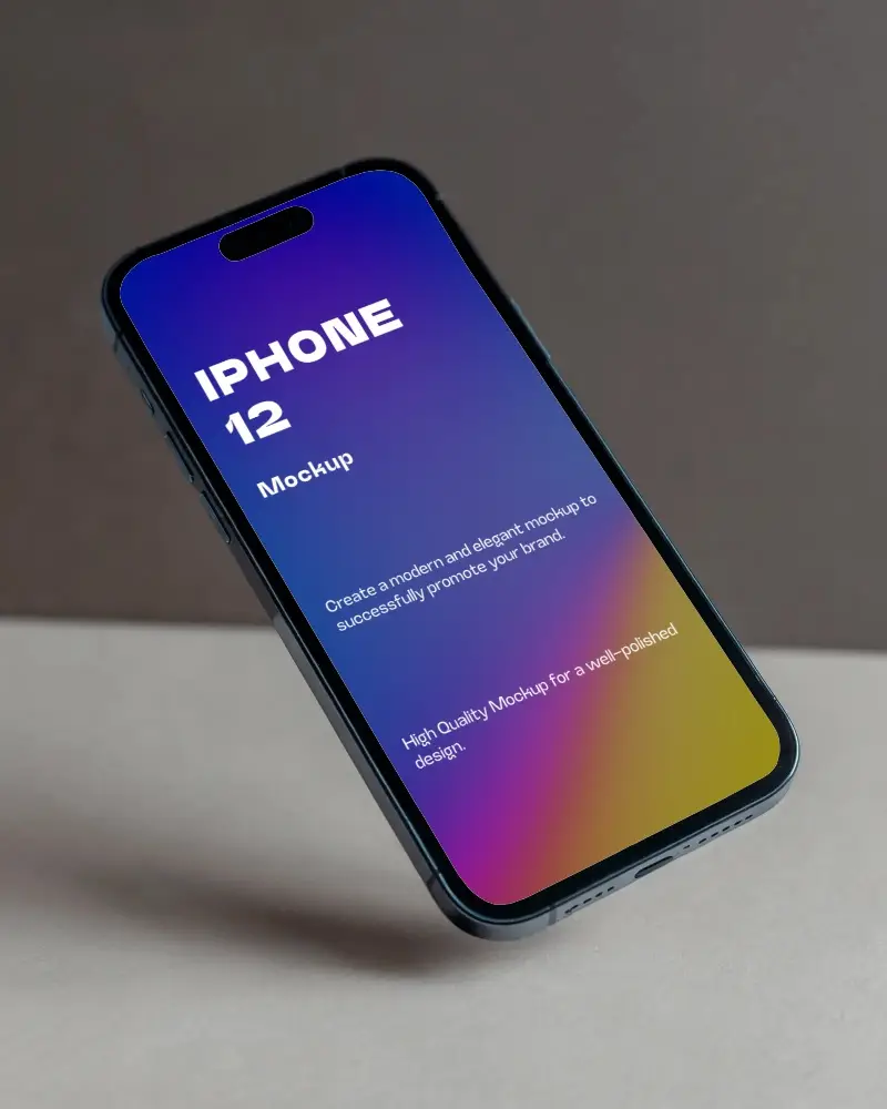Clean Studio Iphone Mockup With Black Device Standing Against Neutral Background