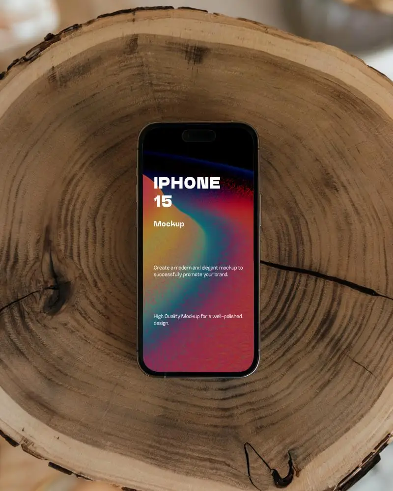 Stylish Nature Inspired Iphone Mockup Minimalist Smartphone Display On Wooden Surface