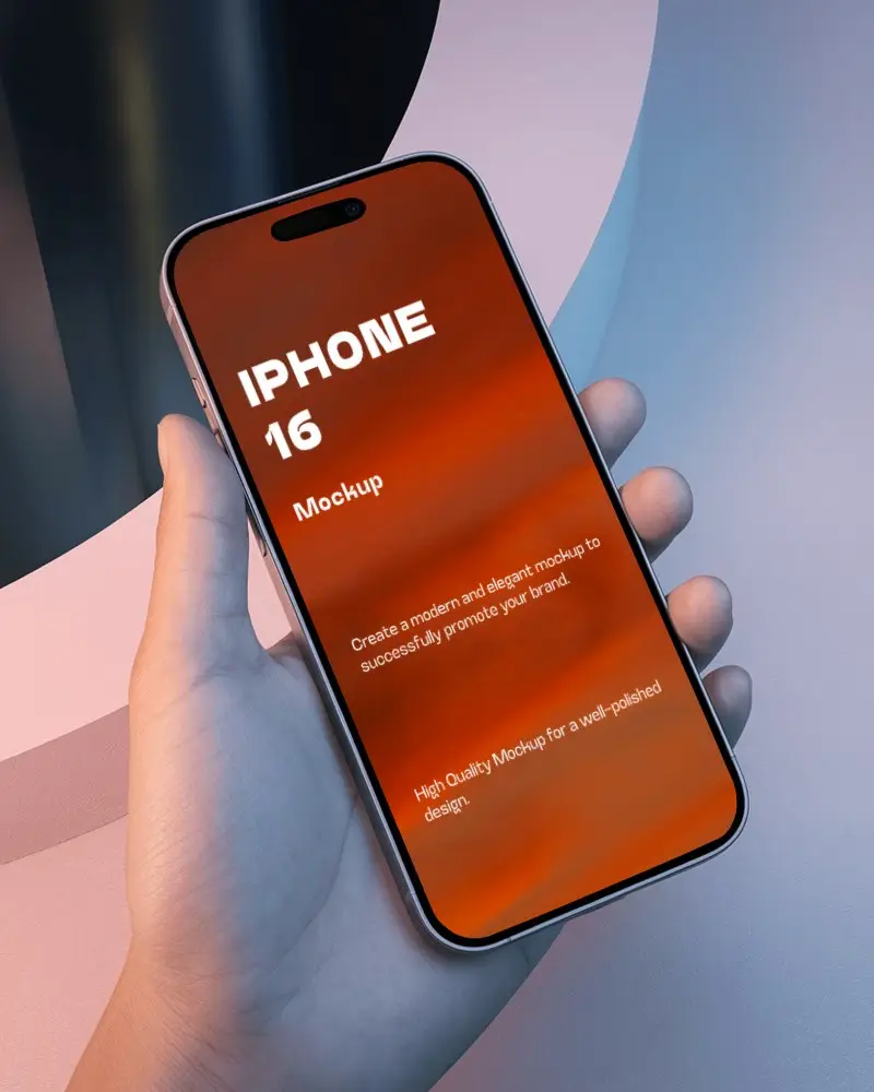 Vibrant Hand Held Iphone Mockup Spotlight Minimalistic Style