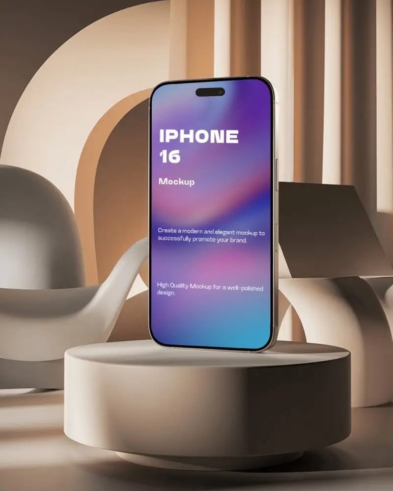 Luxurious Circular Platform Iphone Mockup Stylish Indoor Setup Aesthetic Appeal