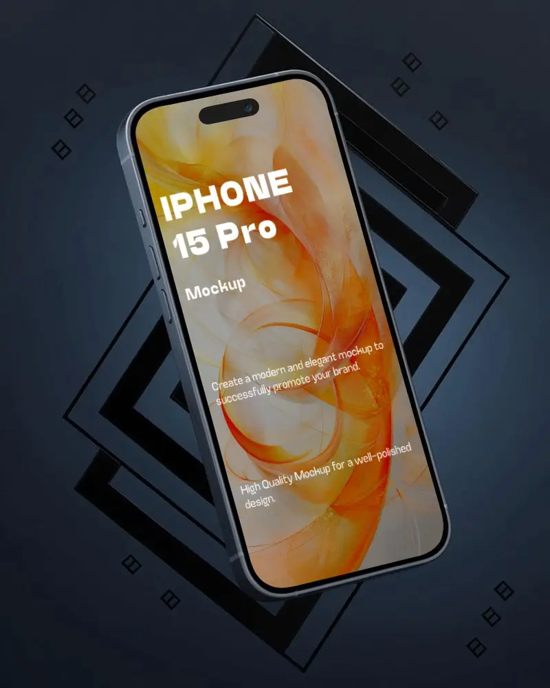 Geometric Background Iphone Mockup Floating Design Dramatic Lighting