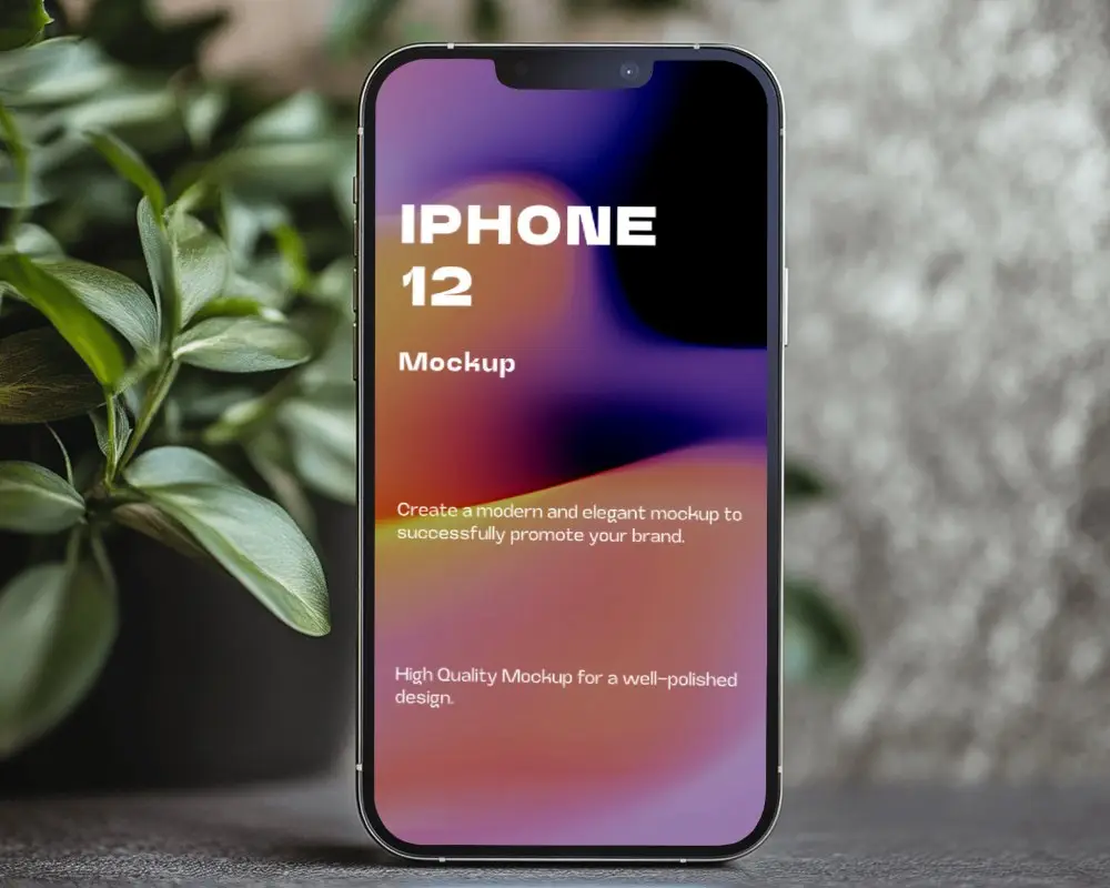 Minimalistic Plant Side Iphone Mockup Close Up Detail Clean Design Focus